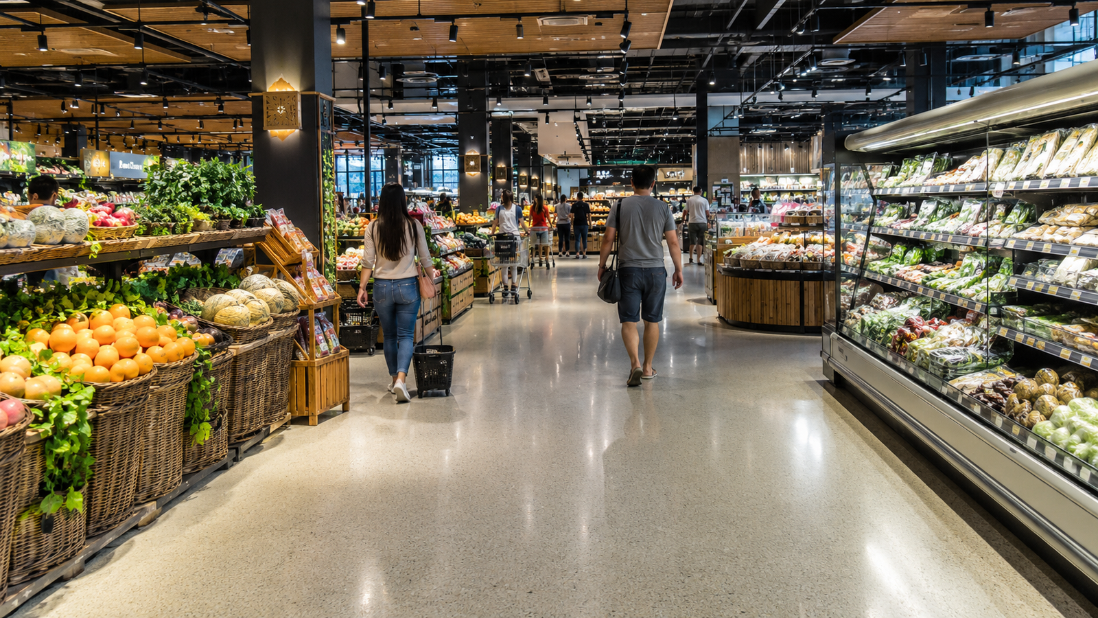 Industrial floor care equipment deployed for retail environment maintenance